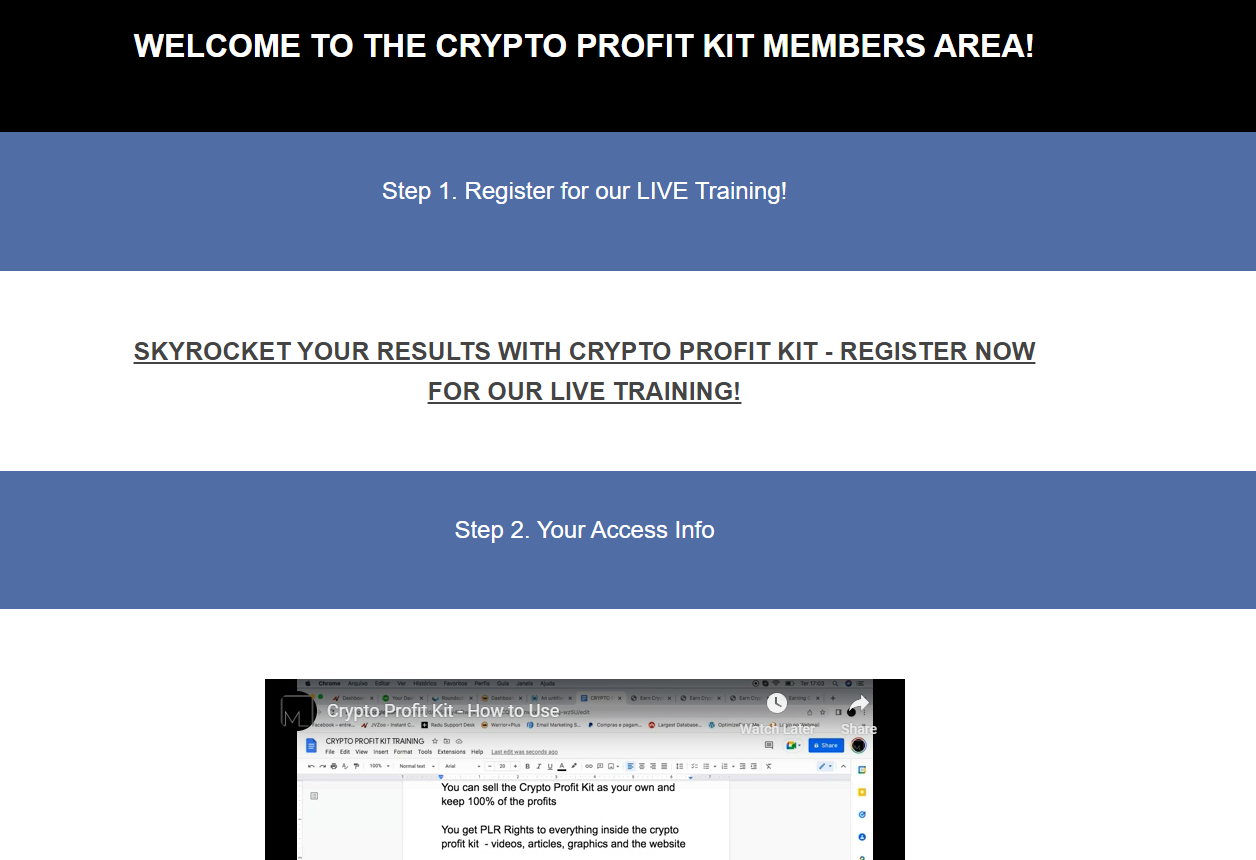 Crypto Profit Kit Review Welcome Members Area